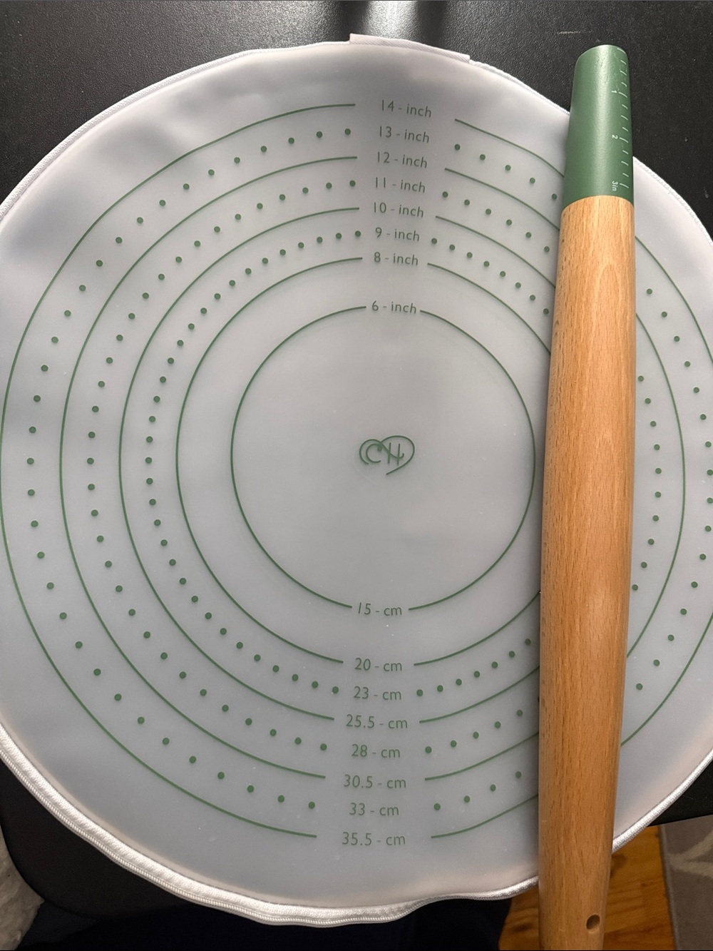 Carla Hall Silicone Dough Rolling Bag & Tapered Rolling Pin in Sage
